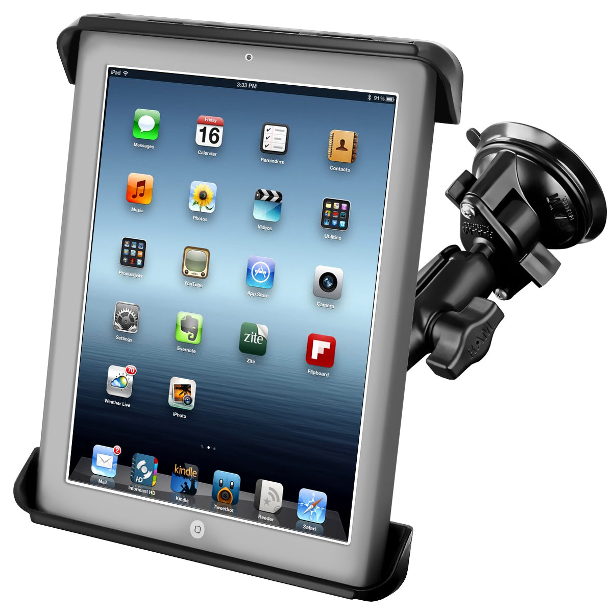 RAM® Tab-Tite™ met RAM® Twist-Lock™ zuignap voor grote tablets
