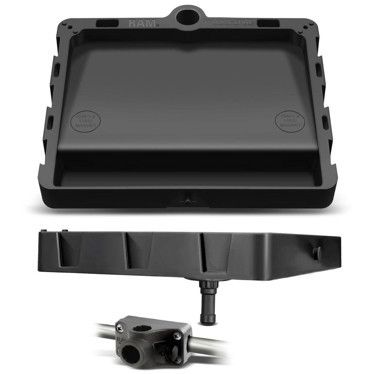 Bandeja de cebos RAM® Stack-N-Stow™ con juego de adaptador para raíl de mamparo