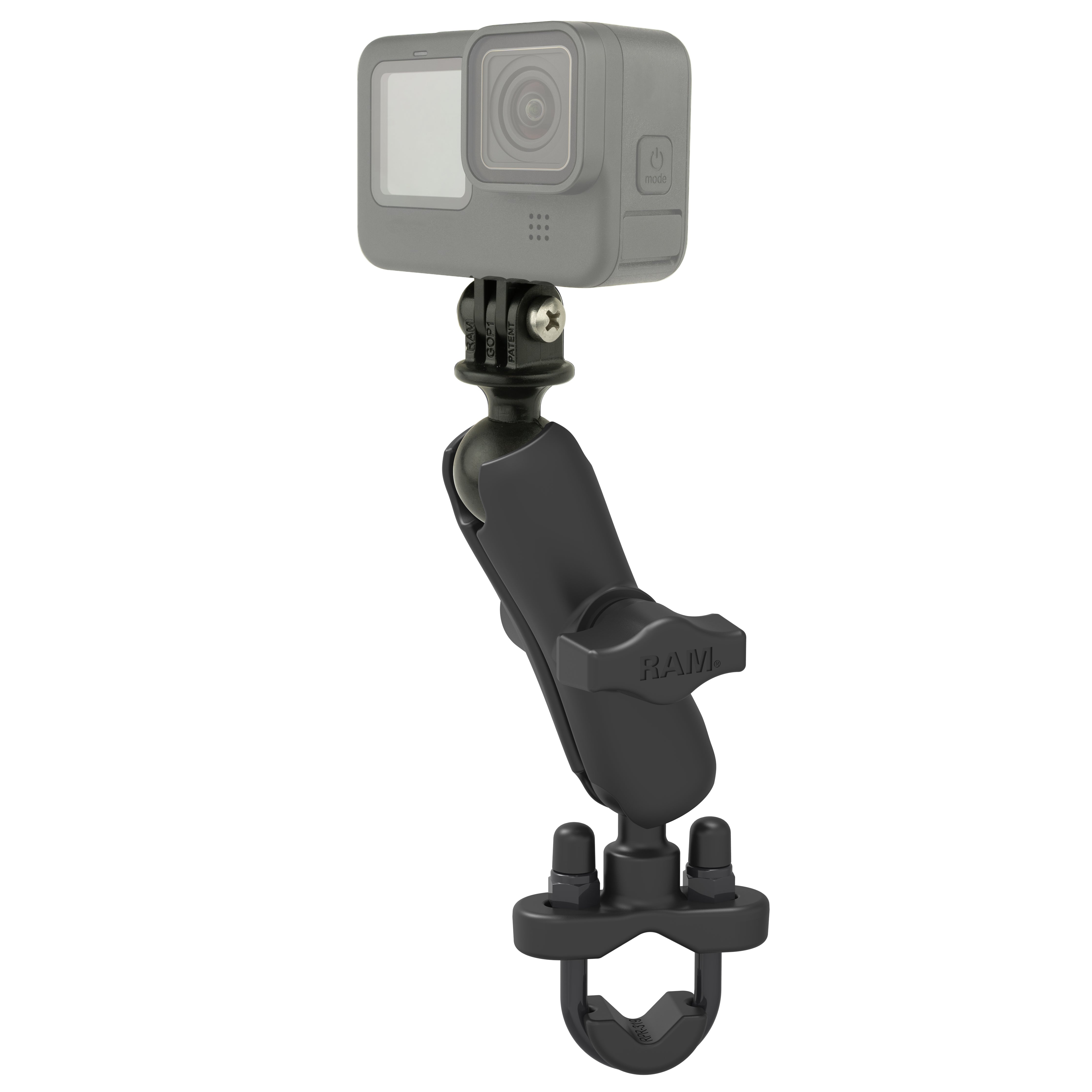 RAM® U-bout dubbele kogelhouder met actiecamera-adapter – medium