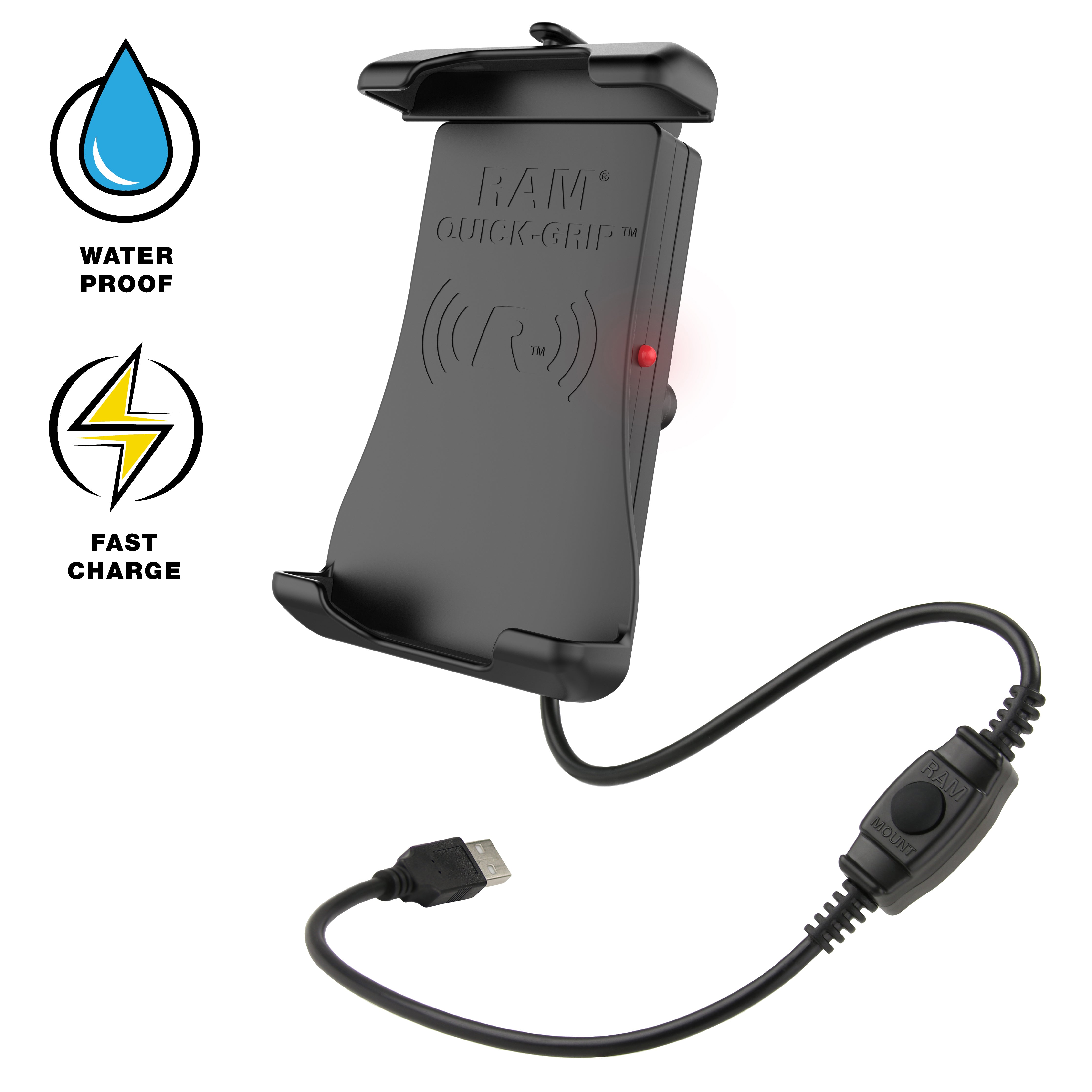 Soporte de carga inalámbrica impermeable RAM® Quick-Grip™ 15W con bola