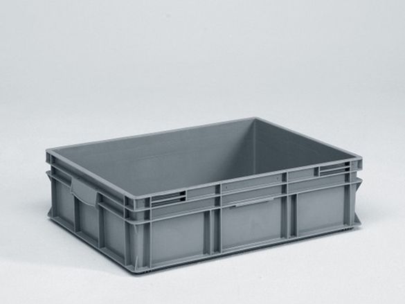 Euronorm stapelbak, Normbox, 800x600x220 mm, 90 liter grijs virgin plastic