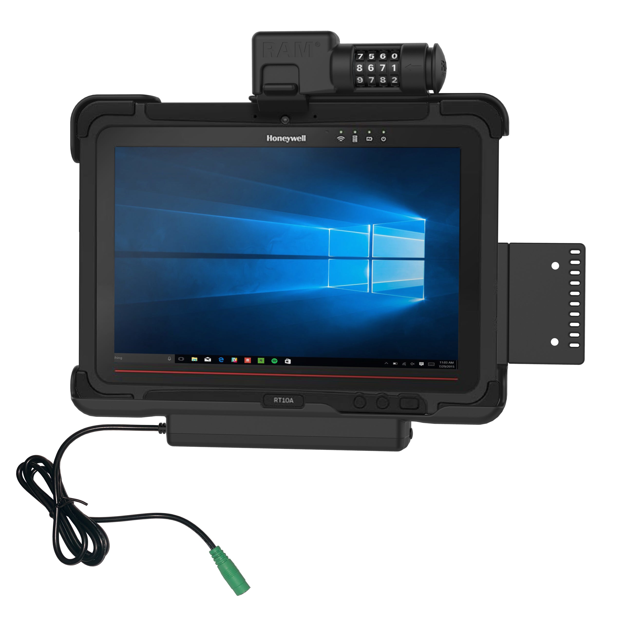 Zasilana stacja dokująca RAM® z zamkiem szyfrowym do tabletu Honeywell RT10