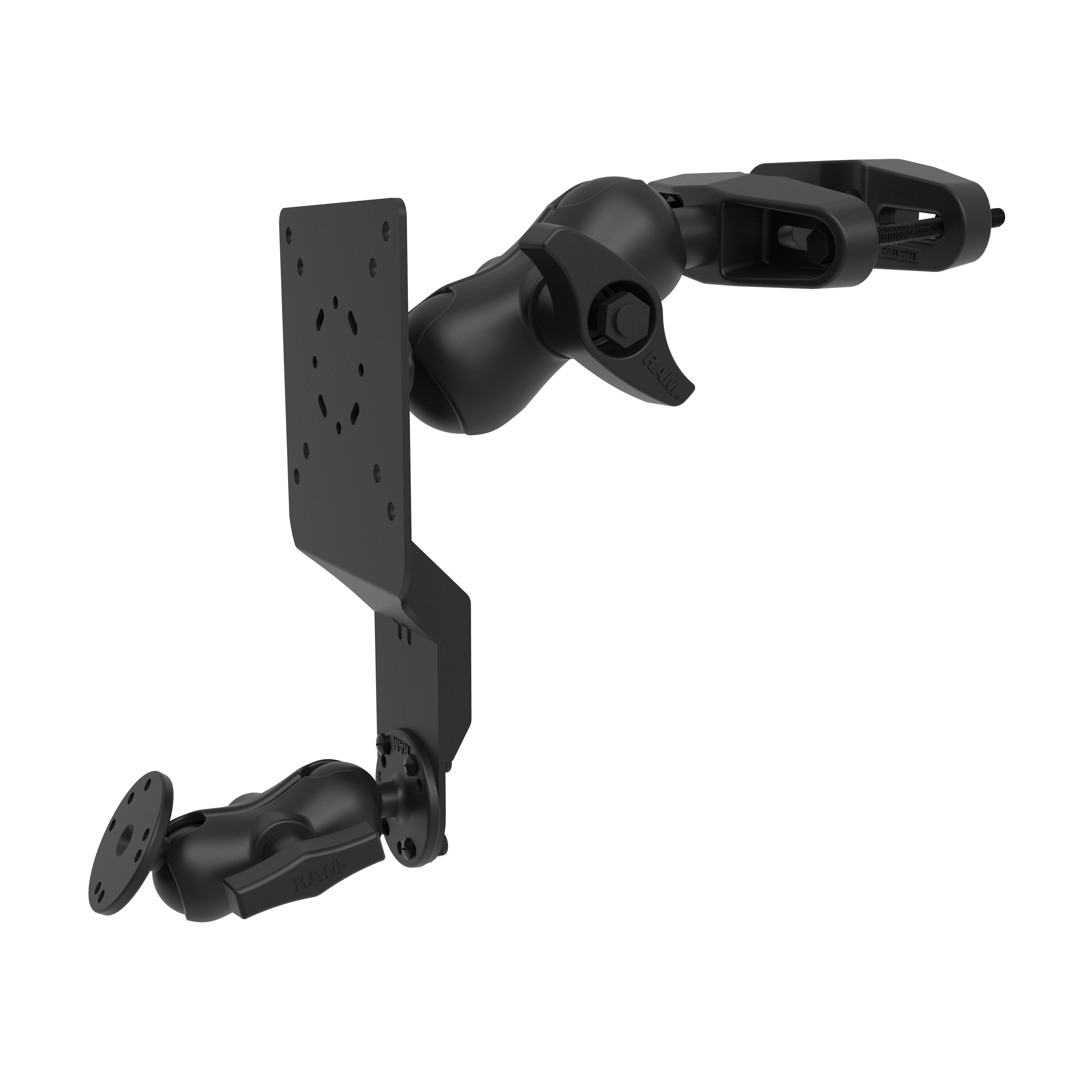 RAM® universele heftruck-paalhouder met ronde plaat & accessoire-optie
