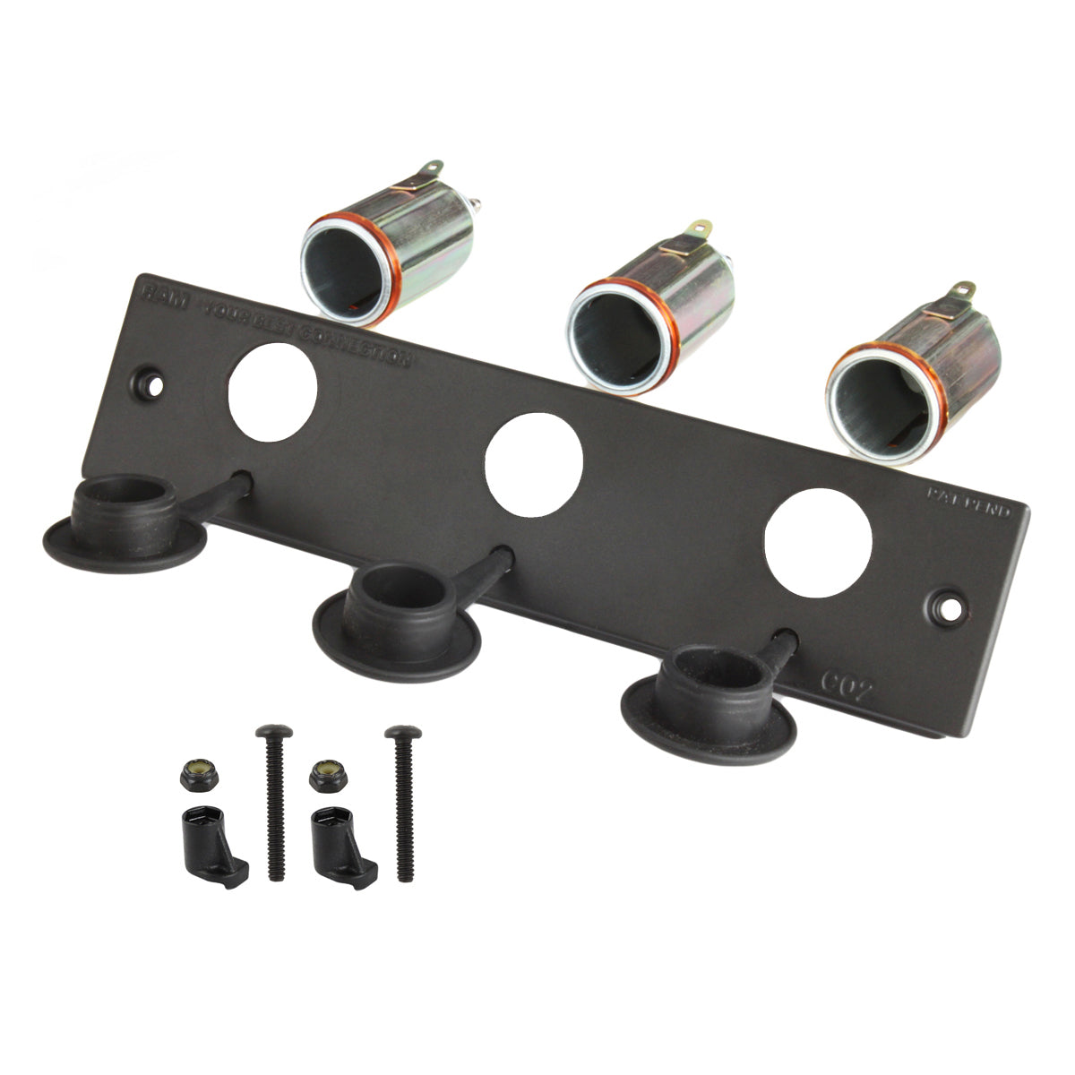 RAM® Tough-Box™ 2" faceplate with three 12V cigarette lighter sockets