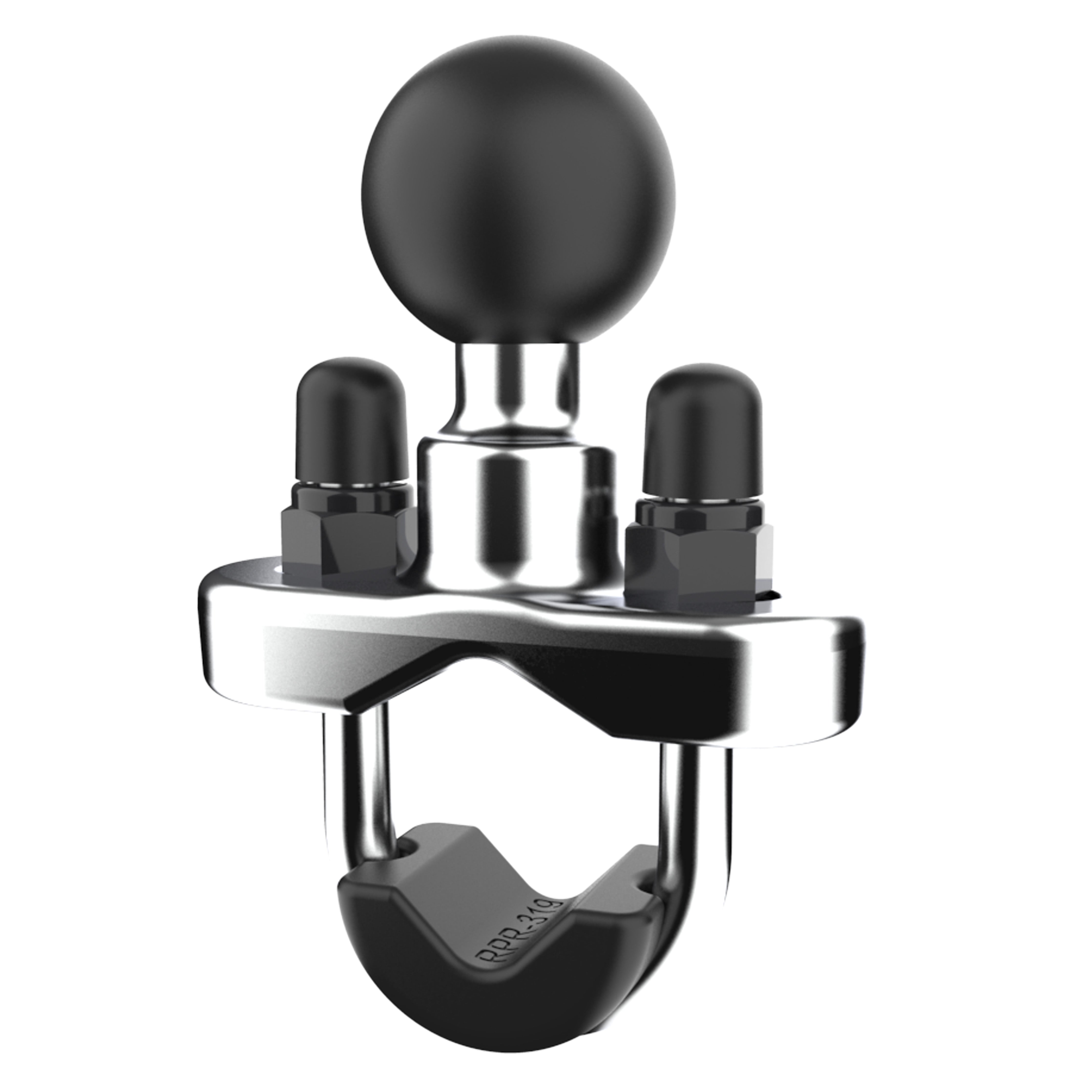 Base à étrier en U chromée RAM® pour guidon, rails de 0.5" à 1" de diamètre