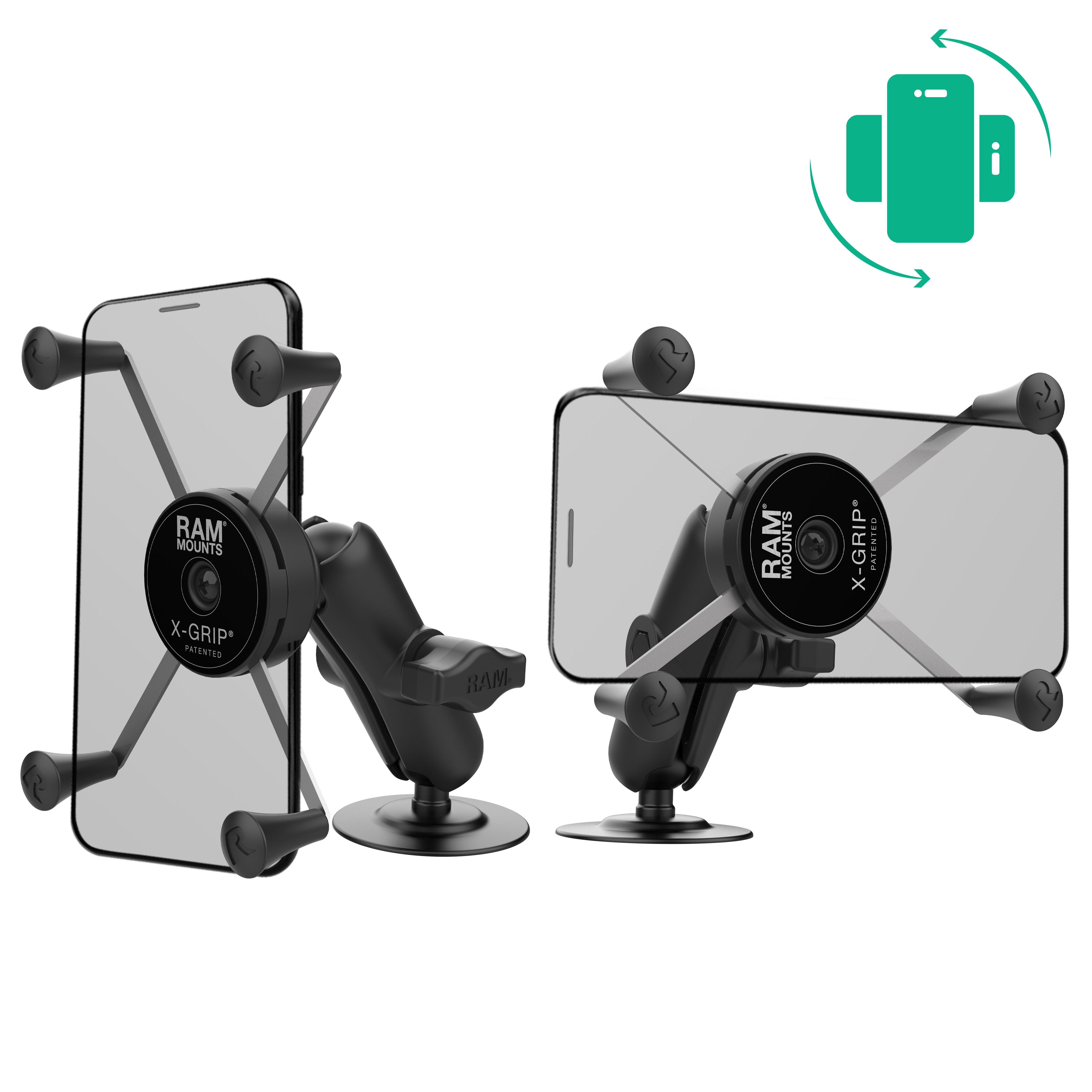 RAM® roterende X-Grip® grote telefoonhouder met flexibele plakbasis