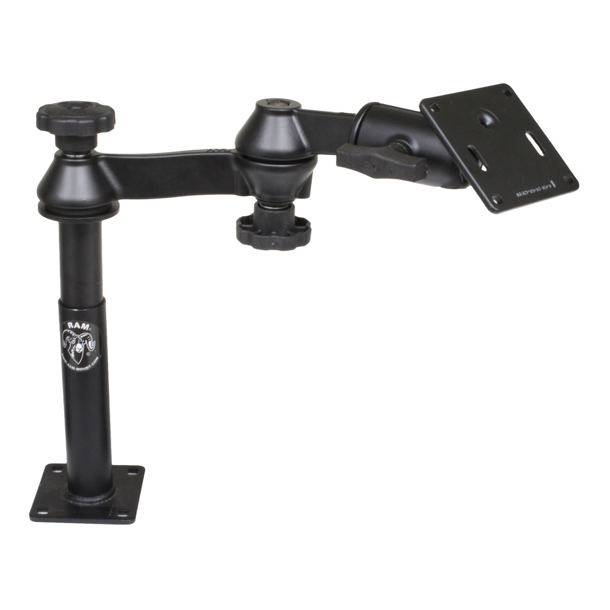 RAM® Tele-Pole™ met 4" & 7" palen, zwenkarmen & 75x75mm VESA-plaat