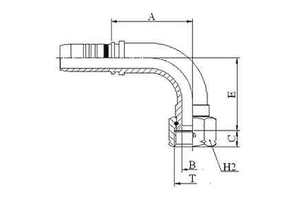 Fluiconnecto No-Skive Schlauchanschluss - 90° gebogene Kupplung JIC 10915-06-04