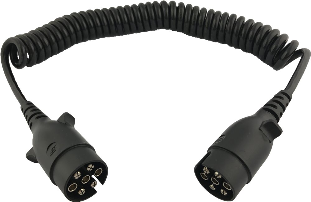 Câble spiralé 7-p 12V 3,5M + fiches moulées