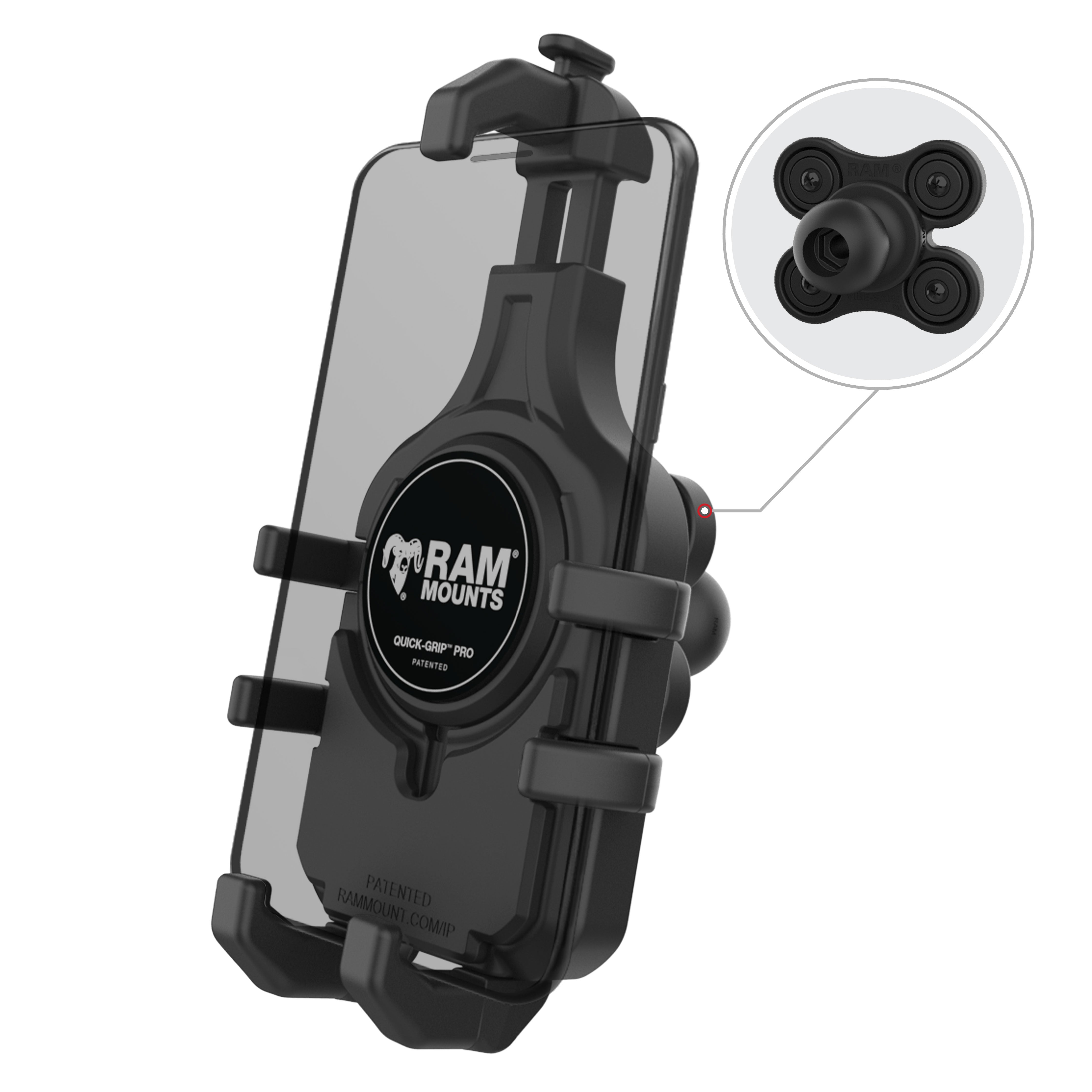 Support téléphone RAM® Quick-Grip™ Pro avec rotule & amortisseur de vibrations