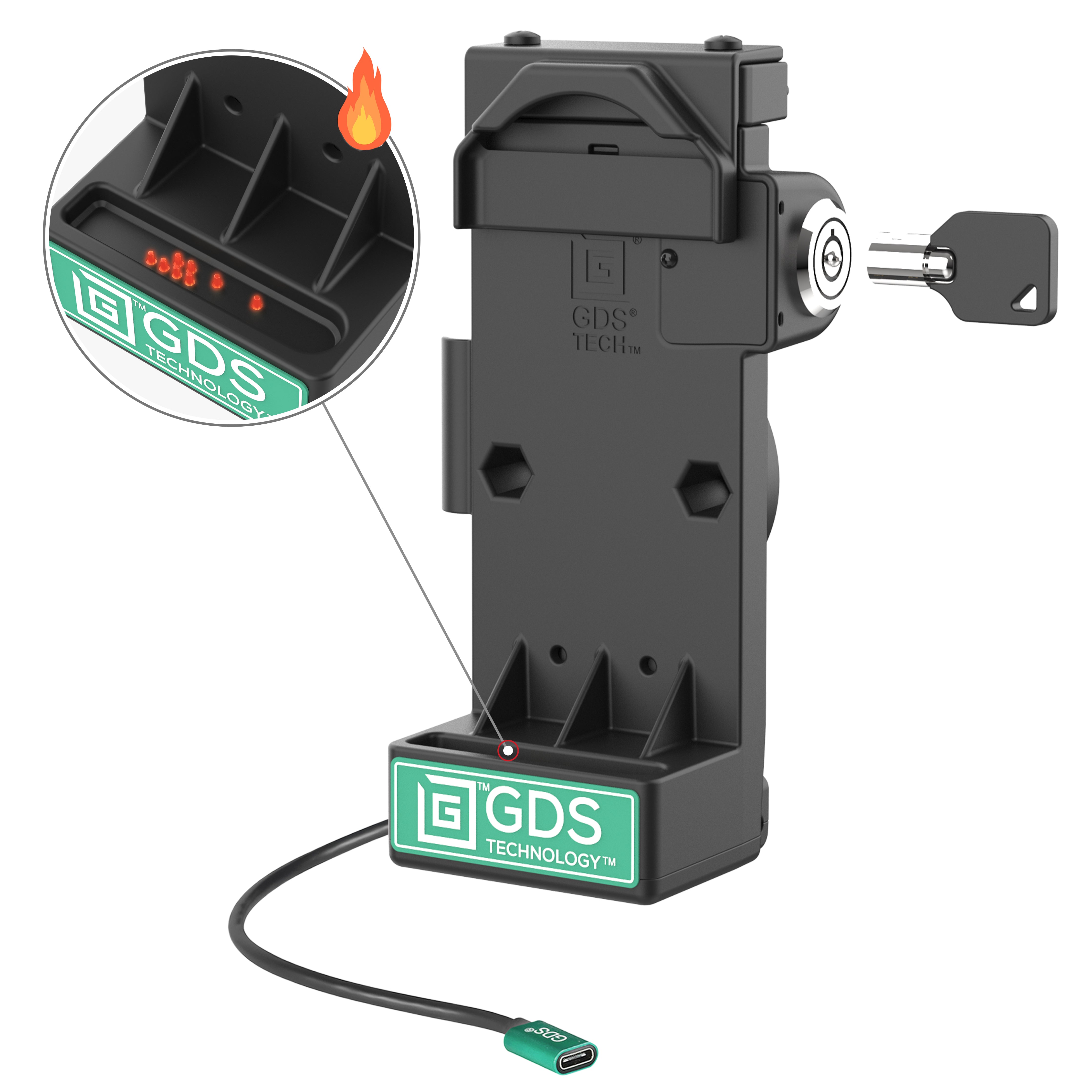 GDS® Uni-Conn™ vergrendelbare veerbelaste powered dock - verwarmde pins