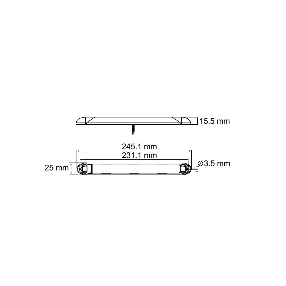 Binnenlicht LED 600lm 12-24V lineair 245mm witte bezel schakelaar