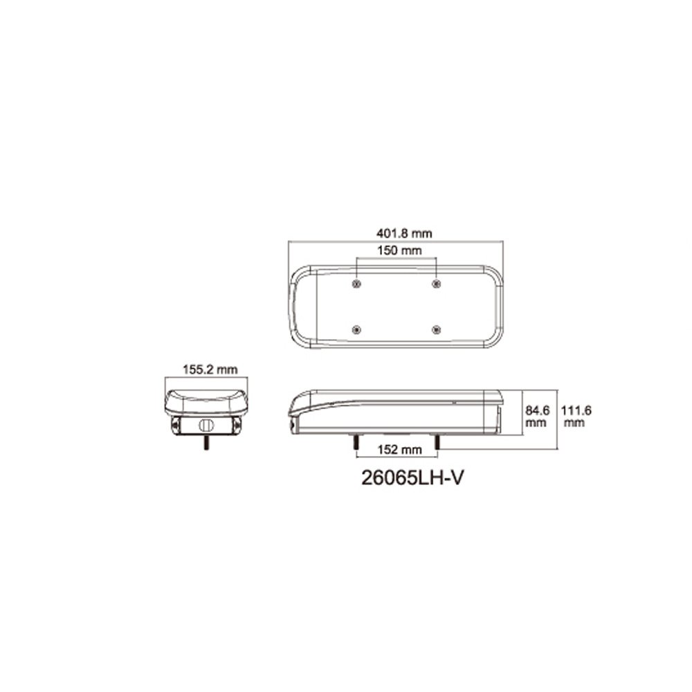 Achterlicht LED 12-24V 8-functie 2m kabel links GloTrac reflector