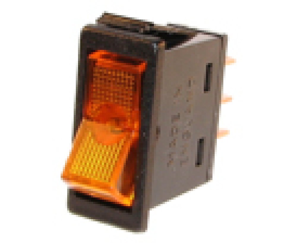 Tuimelschakelaar on off 12V 20A Amber + lampje
