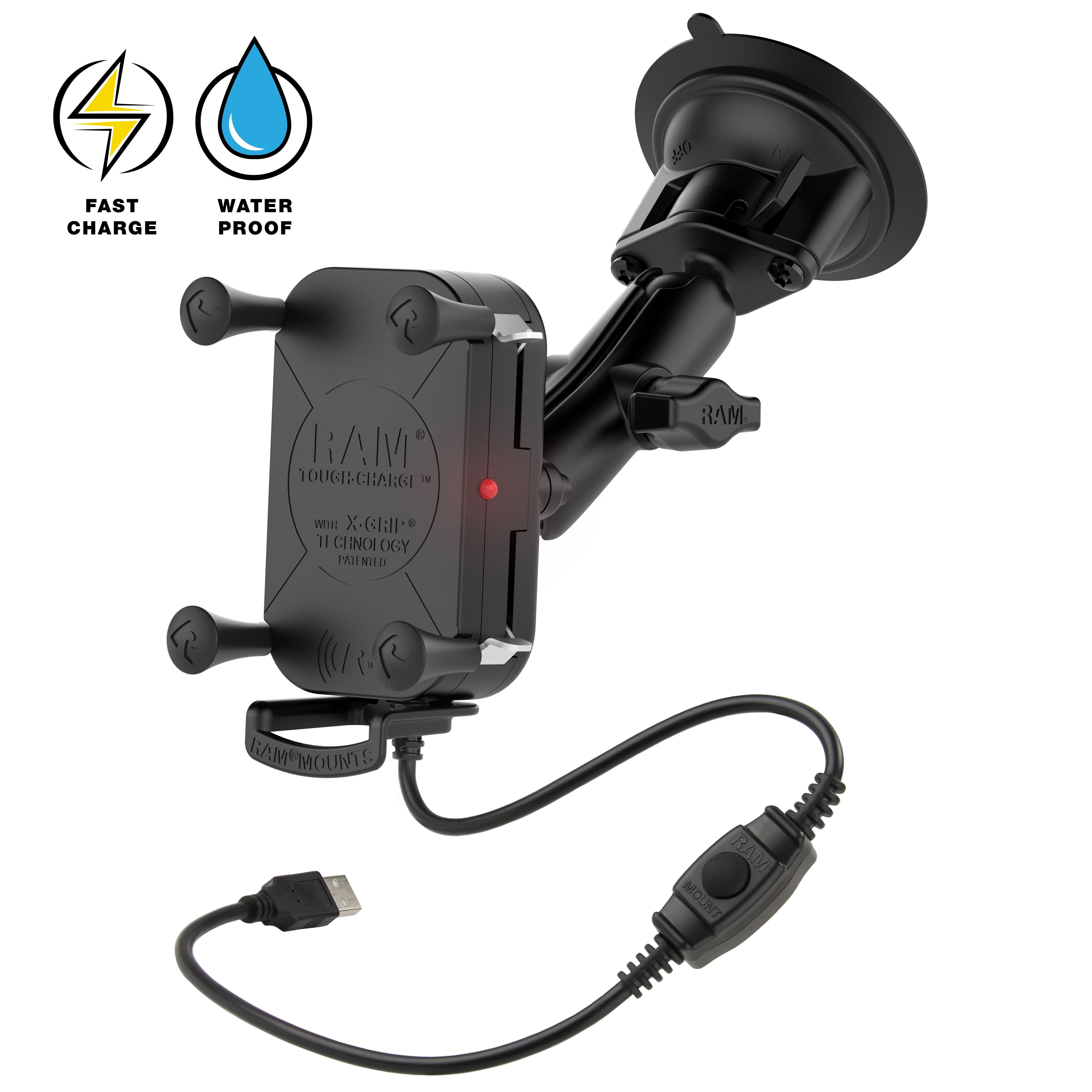 RAM® Tough-Charge™ 15W draadloze oplaad-zuignaphouder