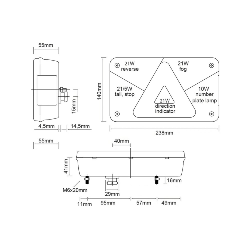 Achterlicht Multipoint V 7-functie 12V 8-pin links