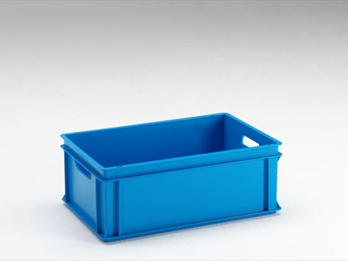 Euronorm stapelbak, Normbox, 600x400x220 mm, 40 liter 2 grepen, blauw