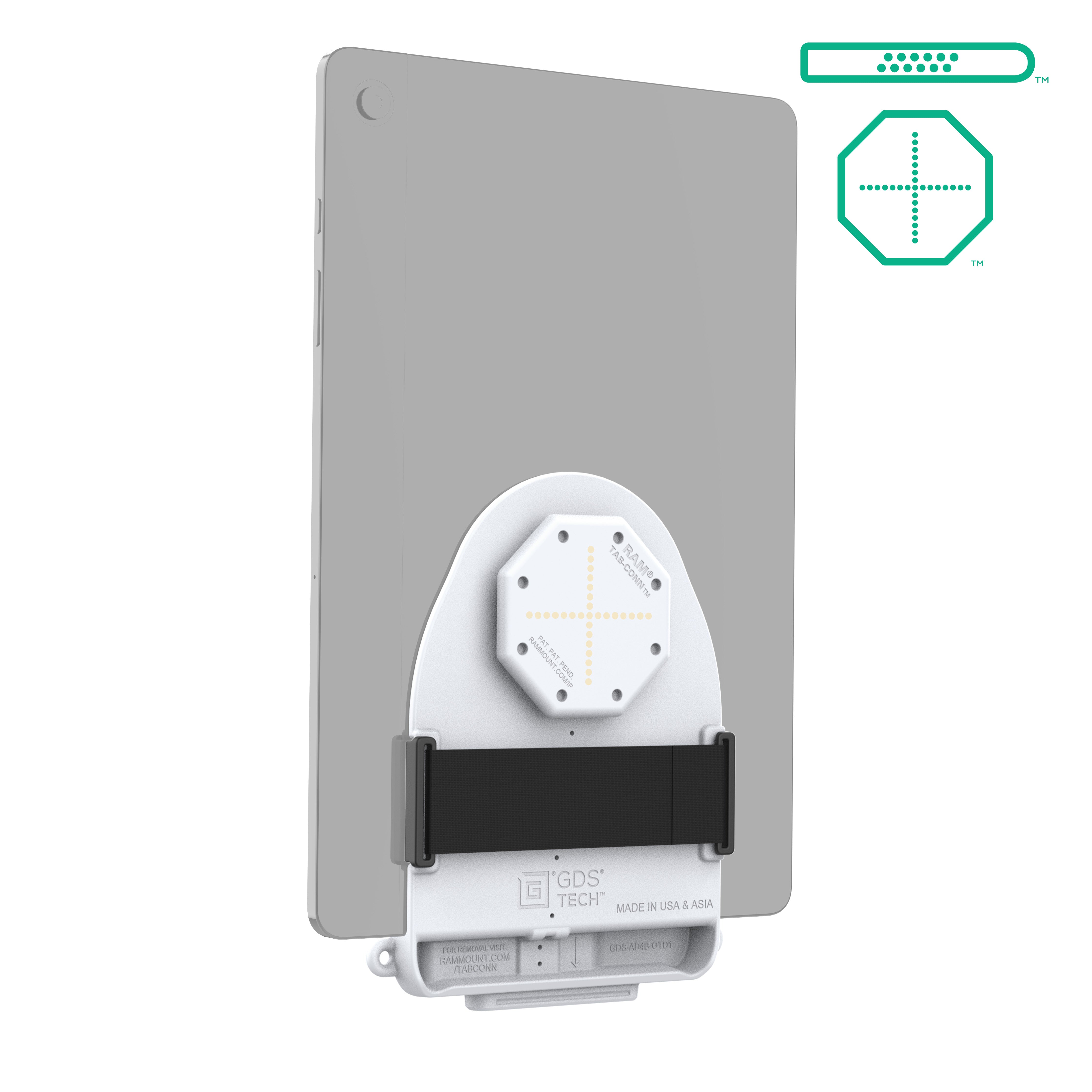 GDS® Tab-Conn™ voor tablets zonder hoes (D Shape & Rear Pads) - Grijs