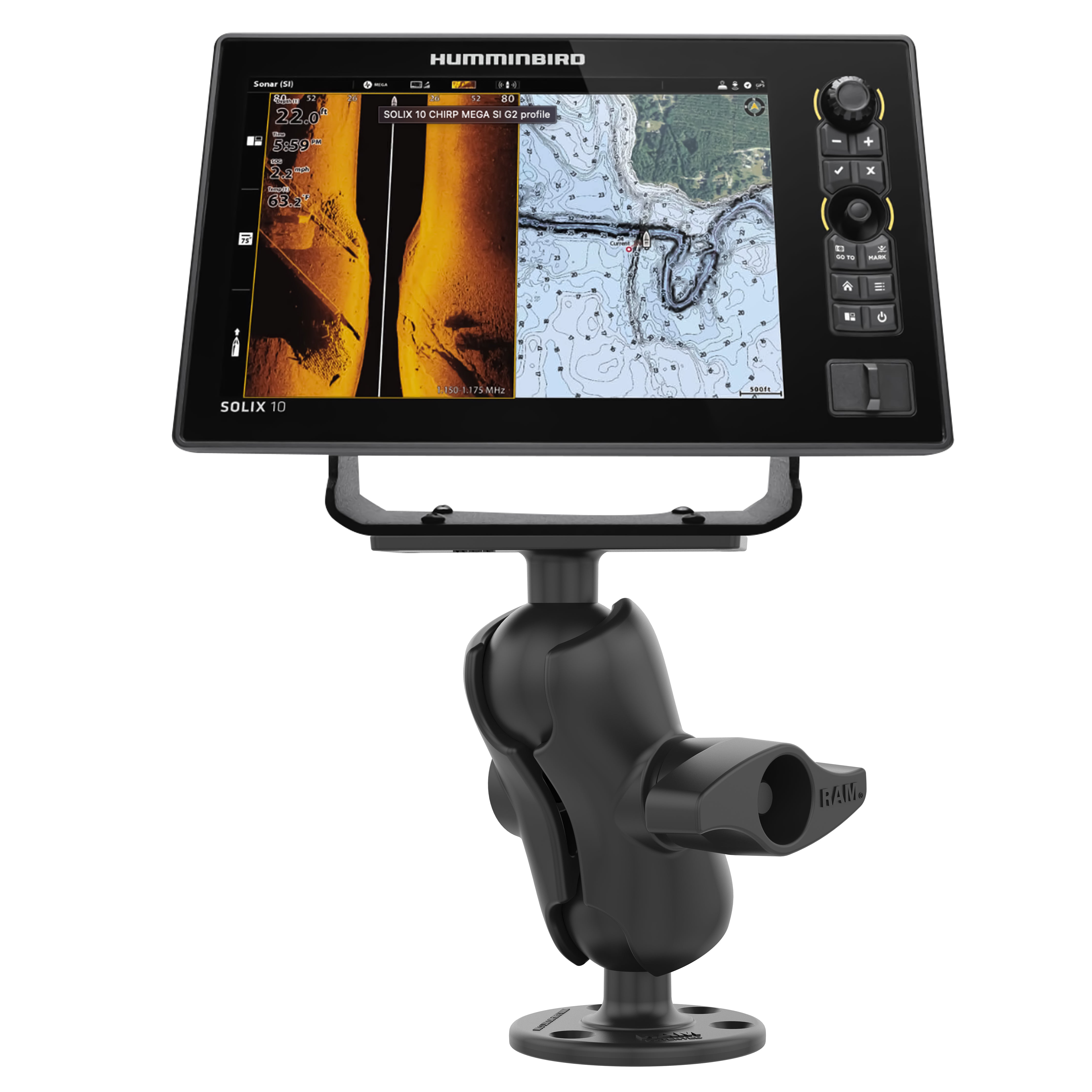 RAM® boormonteerbare kogelhouder voor Humminbird Helix 8-10 & XPLORE-serie