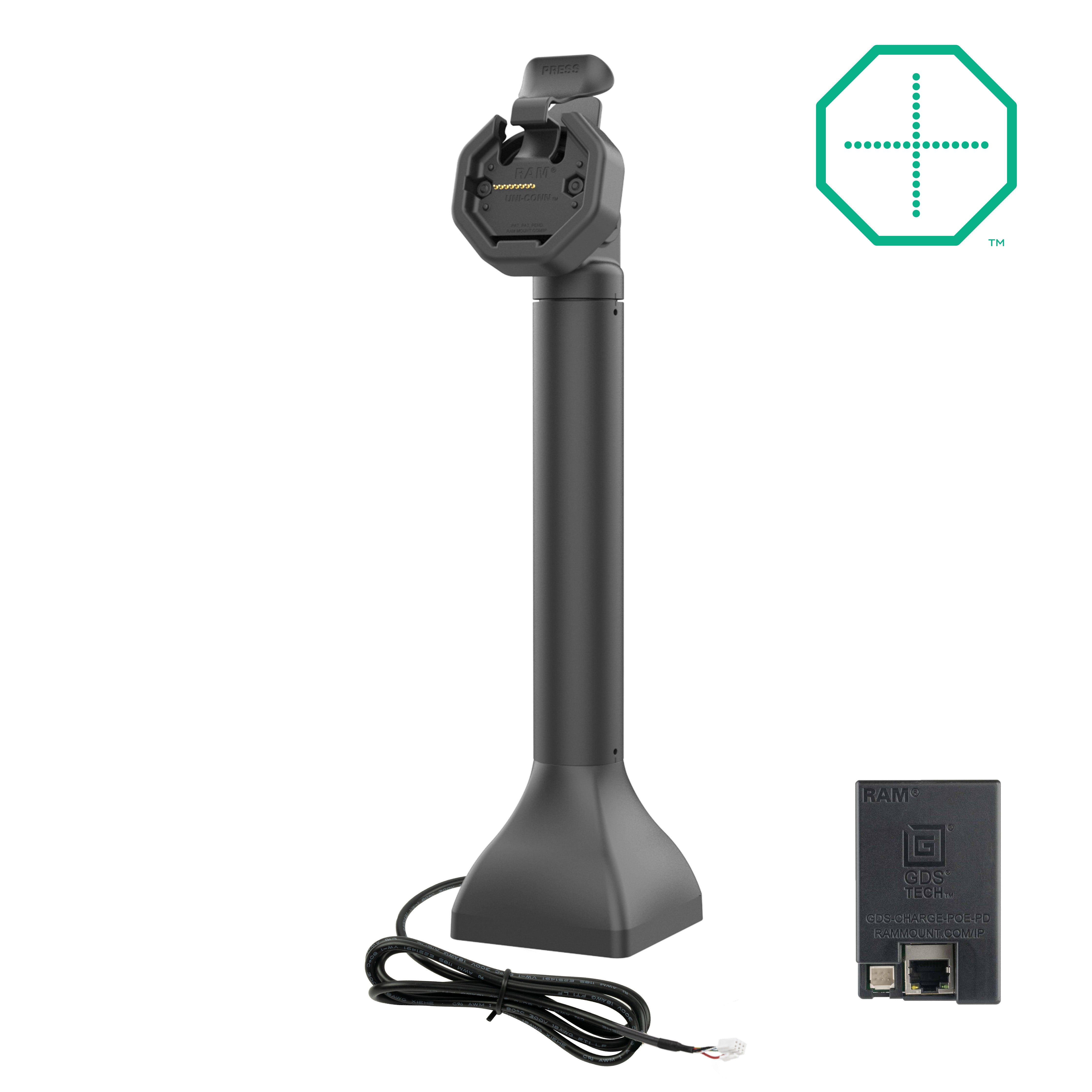 GDS® Uni-Conn™ Powered 14" voetstukdock met PoE