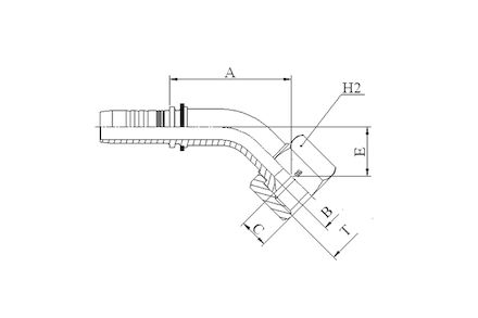 Fluiconnecto No-skive slangeforskruning - 45° bøjet kobling JIC 10815-08-06