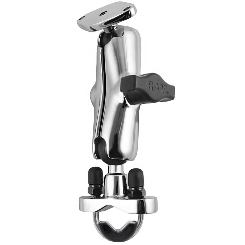 RAM® chromen stuur-U-bouthouder met medium dubbele komarm