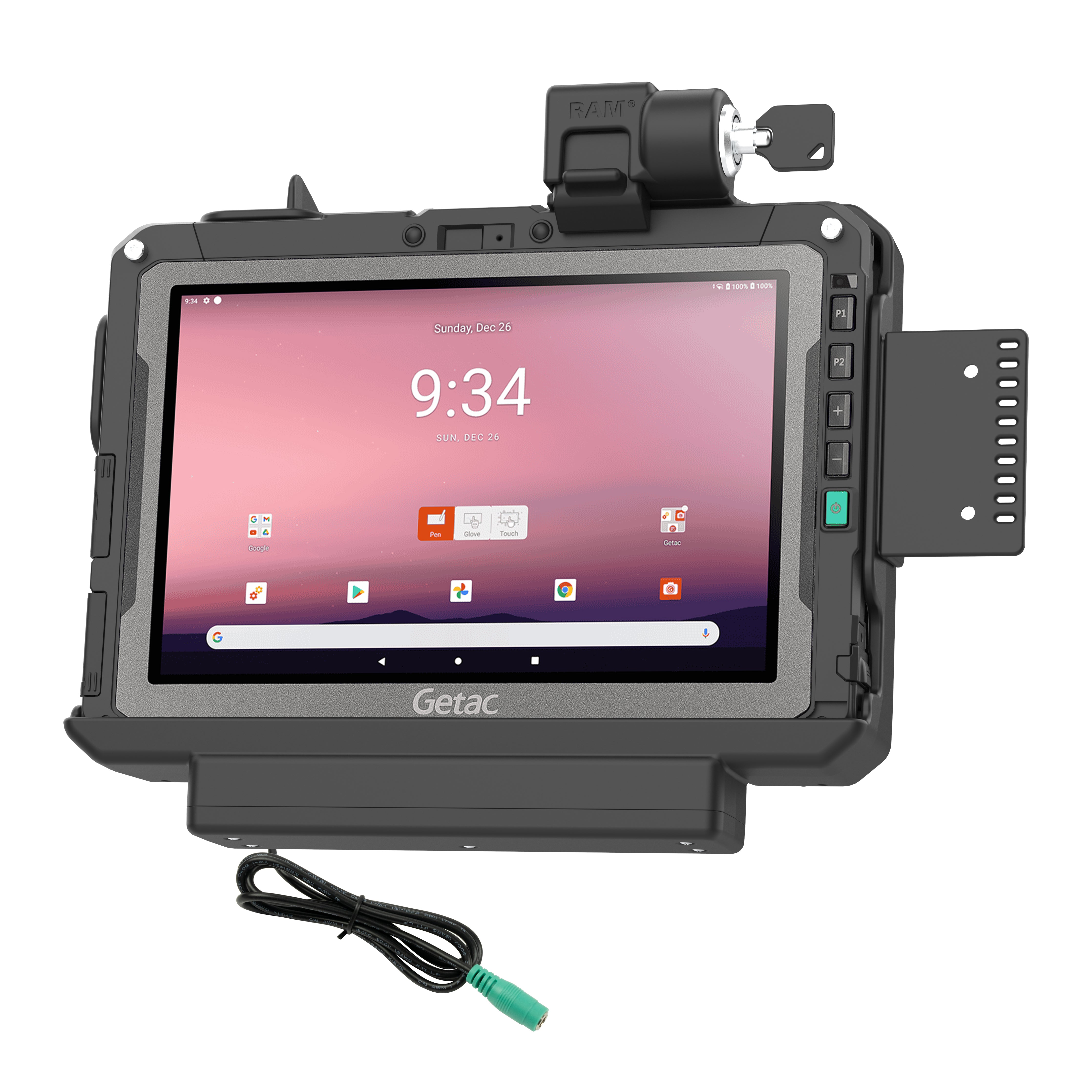 Dock alimenté verrouillable RAM® Form-Fit pour Getac ZX10