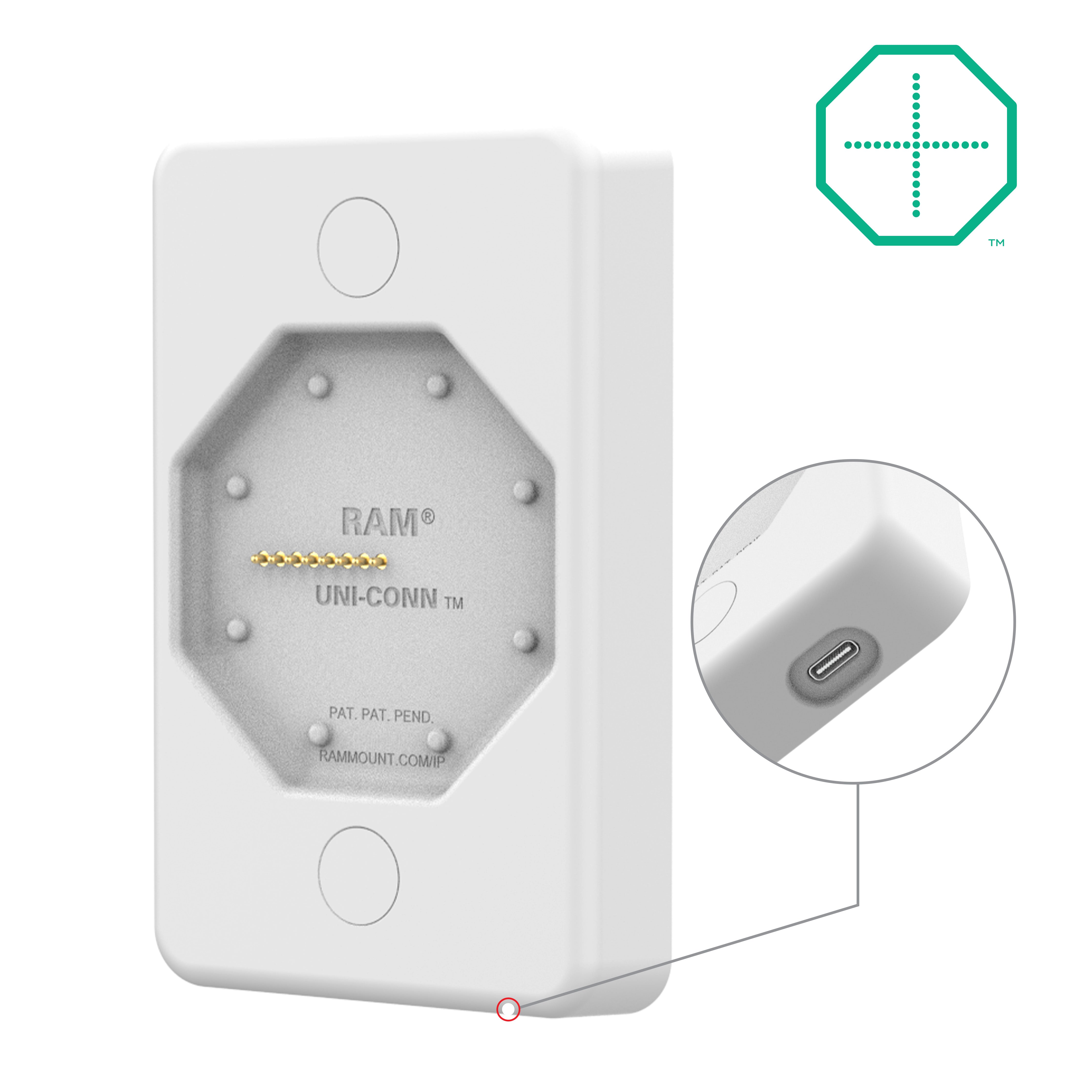 GDS® Uni-Conn™ Powered wanddock met USB-C - Grijs