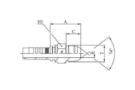 Conexão de mangueira “no-skive” - JIC rosca externa 37° 10220-06-04