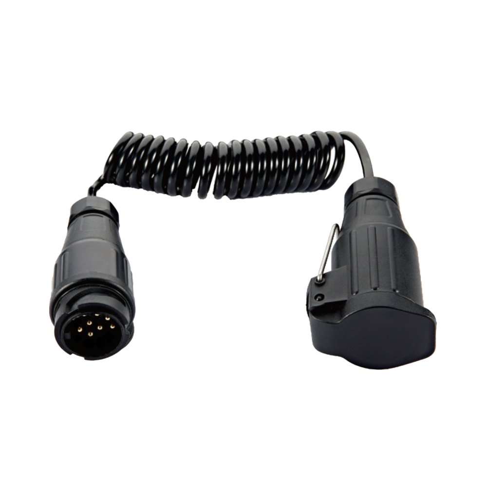 Câble spiralé 13 pôles 12V PVC 1,5m fiche/prise 8 conducteurs