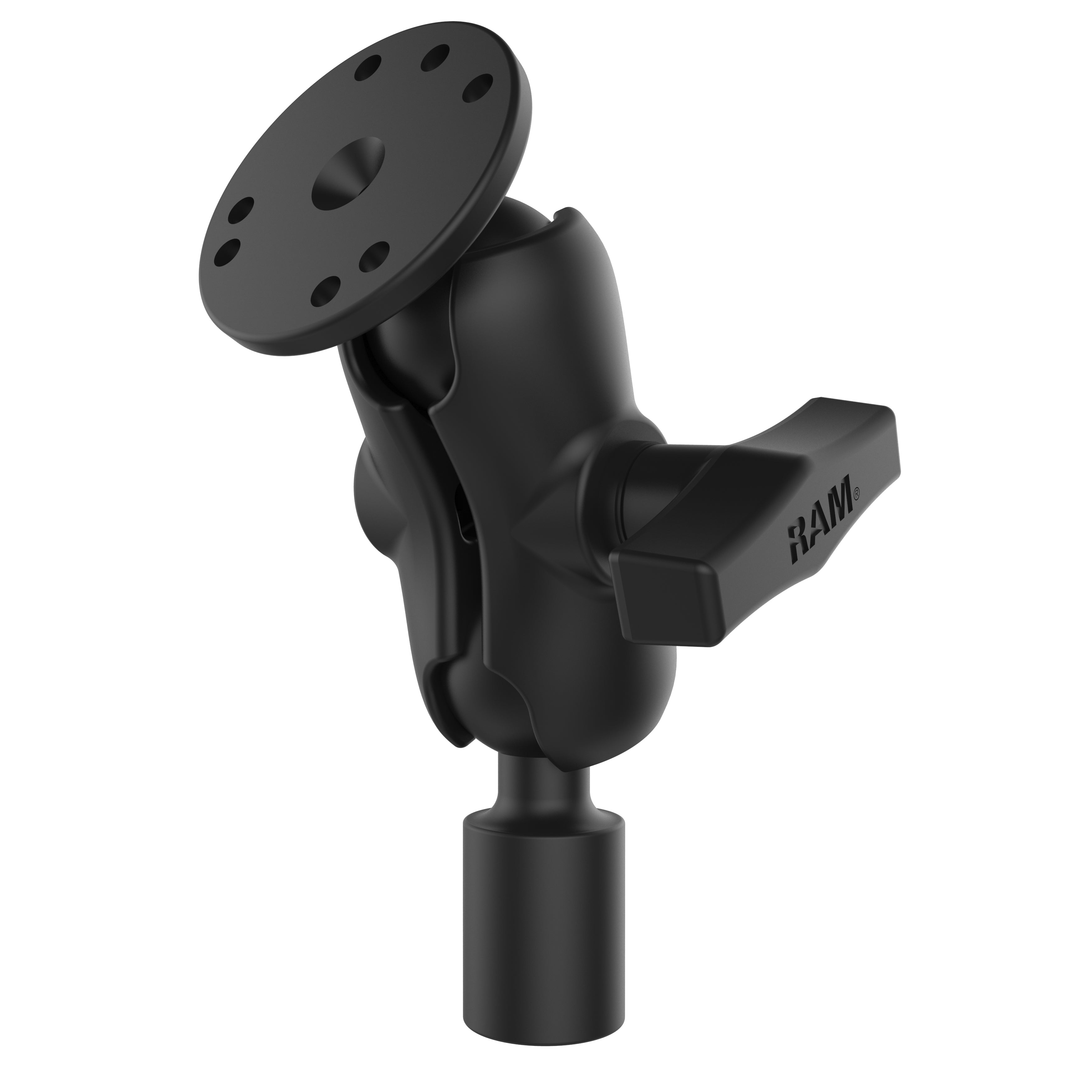 RAM® krótki podwójny uchwyt kulowy z okrągłą płytą i gwintem 1/2" NPT