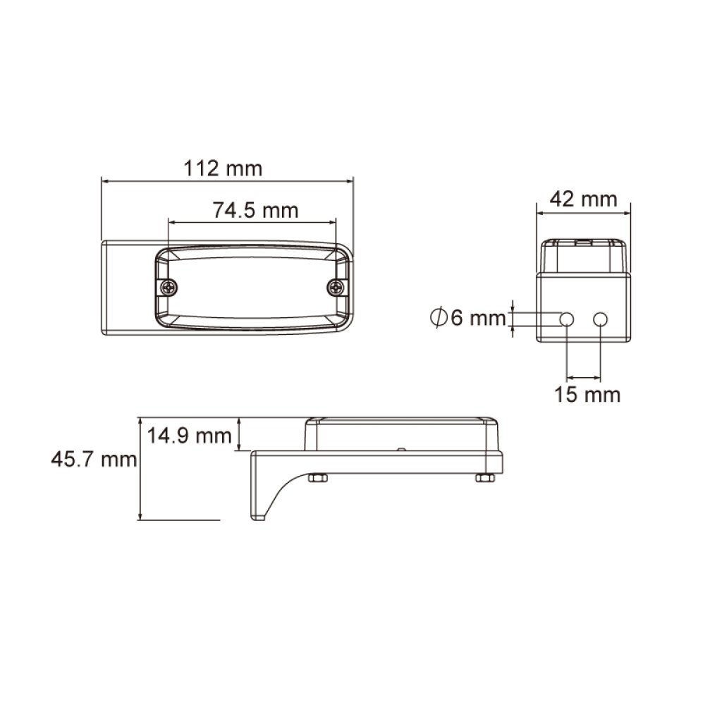 Markeringslicht vooraan LED 12V 50cm flat cable topped montagebeugel