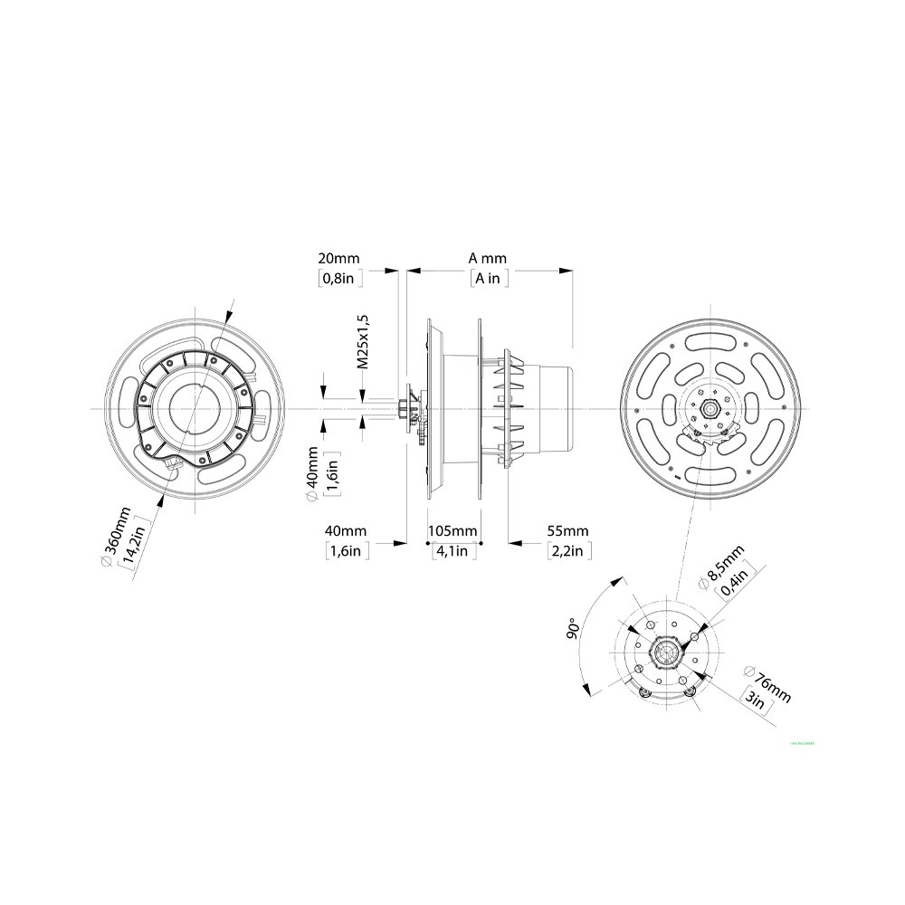 Kabeltromle 8+2m 50A 5x4mm² gummi